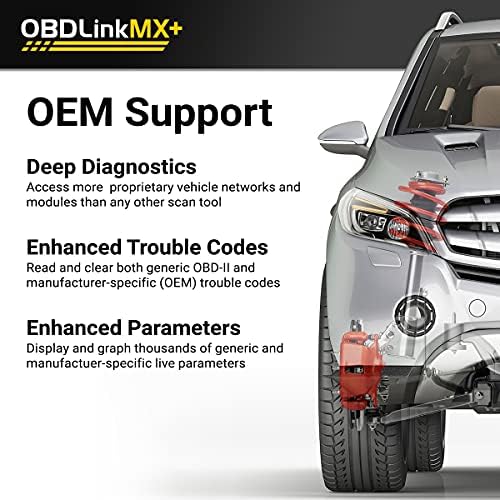 OBDLINK MX+ OBD2 Bluetooth Scanner עבור iPhone, Android ו- Windows