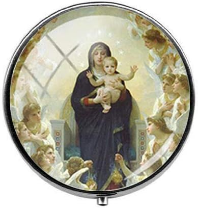 MARY Virgin Mary יפהפה וקופסת גלולות לילדים - קסם קופסת גלולות - קופסת זכוכית קופסת קנדי ​​אמנות תכשיט פסטיבל יום