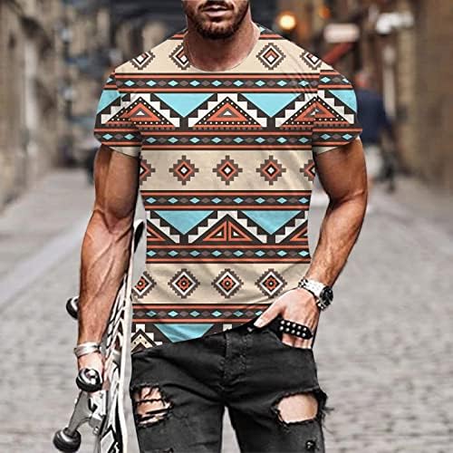 חולצת טריקו וינטג 'לגברים 3D דפסת צוואר צוואר צוואר שרוול קצר חולצה גרפית עם עיצובים בגדי רחוב חולצת קיץ