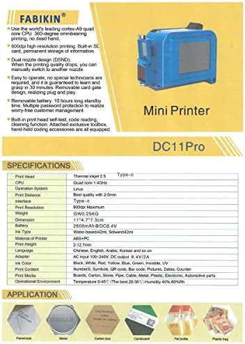 מדפסת דיו ניידת של Fabikin לכל החומרים Mini Mini Handkheld Inkjet Print