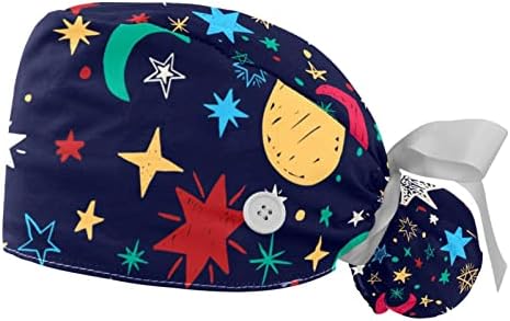 Yidax 2 חתיכות גלקסי צבעוני כוכבי ירח אלסטיים קושרים כובעים לאחור לנשים וגברים