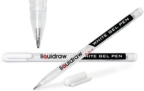 עטים ג'ל לבן של Liquidraw לבנים לאמנות, נייר שחור 0.8 ממ עט ג'ל נקודה משובחת לאמנים, עיצובים, רישום, כתיבה ורישום