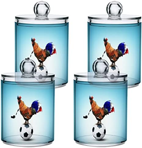 Yyzzh תרנגול צבעוני צרפתי עוף Gamecock על כדורגל 4 חבילה מתקן מחזיק QTIP לכדור כותנה כדורי כותב עגול