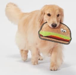Joyhound Antriabe Squaky Hamburger צעצועים לכלבים לעיסות אגרסיביות, צעצועי לעיסה כלבים אגרסיביים קשוחים, צעצוע של כלבים לעיסה