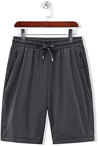 מכנסיים קצרים של Ozmmyan לגברים בקיץ צבע אחיד רשת נושמת מהירה יבש אלסטי 5 נקודות פנאי ספורט מכנסי חוף