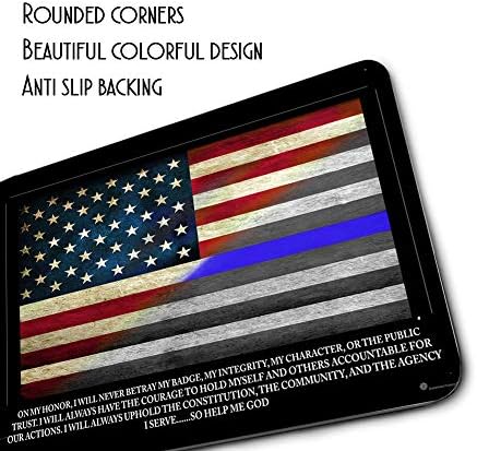קו כחול דק דגל אמריקאי אכיפת חוק אכיפת משרד רפידות עכבר מרובעות עם גומי דק לגומי למשחקים למחשבים ניידים