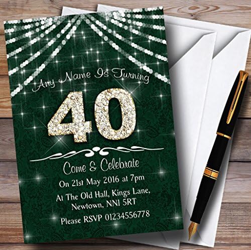 40 ירוק ולבן בלינג ניצוץ מסיבת יום הולדת הזמנות בהתאמה אישית