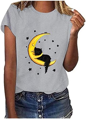 טי הקיץ של ירח ירח של Uikmnh, חולצות חולצות עם שרוול קצר