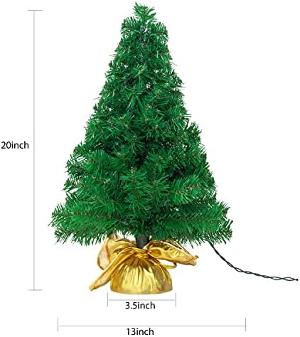 Joiedomi 22 ”עץ חג המולד של שולחן השולחן לפני 100 טיפים לענף ו -50 אורות לבנים חמים בשקית בד זהב לקישוטים לחג המולד