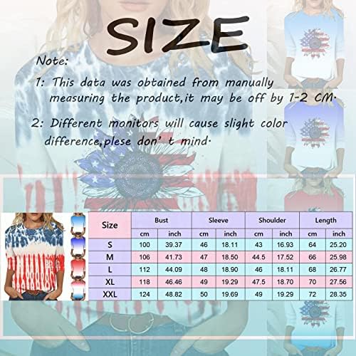 2023 צמרות קיץ נשים דגל אמריקאי פטריוטי חולצות חג מזדמן 3/4 טוניקות שרוול 4 ביולי צוות צוואר צוואר בסיסי טי.