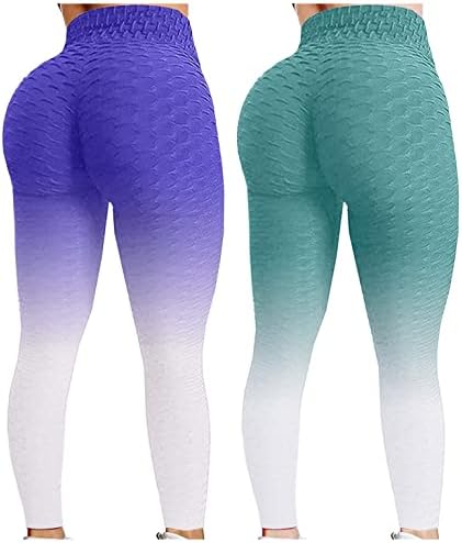 מכנסי יוגה של NYYBW לנשים 2 חלקים מכנסי יוגה מותניים גבוהים חותלות אתלטיות מכנסי כושר מכנסי מכנסי מכנסיים מכנסיים