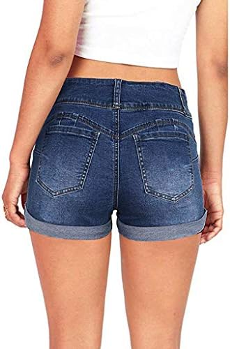 מכנסי מכנסי UBST ג'ינס לנשים, מכנסיים קצרים של ג'ינס הקיצים בקיץ המותניים האמצעיים המותניים המותניים מרופדים שולי גולשים ג'ינס