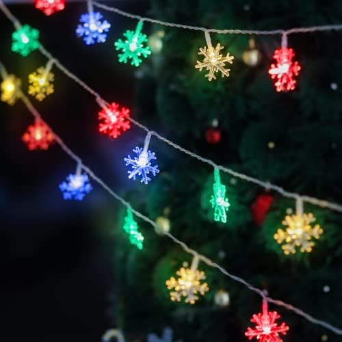אורות מיתרים לחג המולד, 19.6ft 40 אורות מחרוזת LED, אורות מיתרי סוללה המופעלים על ידי סוללה אטומים חיצוניים נצנוץ חיצוני אורות