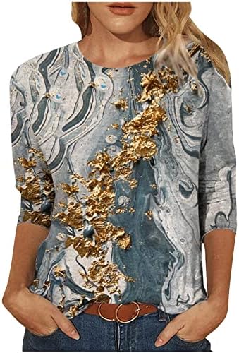 צוואר אופנה לנשים נלהבות צווארון 3/4 טוניקה שרוול צמרת שמן סגנון סגנון הדפס גרפי חולצה 2023 חולצות נוחות מזדמנים