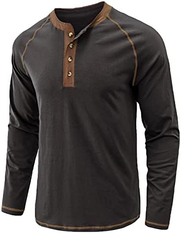 חולצת טריקו של שרוול ארוך לגברים חצי כפתור חצי כפתור בלוק צבע דק-צוואר צוואר צוואר צוואר מזדמן סתיו סוודר חול