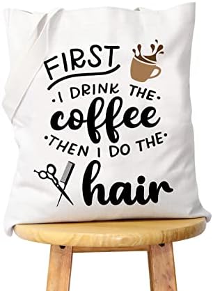 WCGXKO סטייליסט שיער מתנה חובב קפה מספרה מתנה שקית קוסמטיקה תחילה אני שותה את הקפה ואז אני עושה את השיער