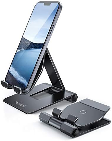 שדרוג Lamicall שדרג סופר יציב סלולרי עמדת טלפון לשולחן העבודה - מחזיק טלפונים שולחני אלומיניום נייד מתקפל, תואם