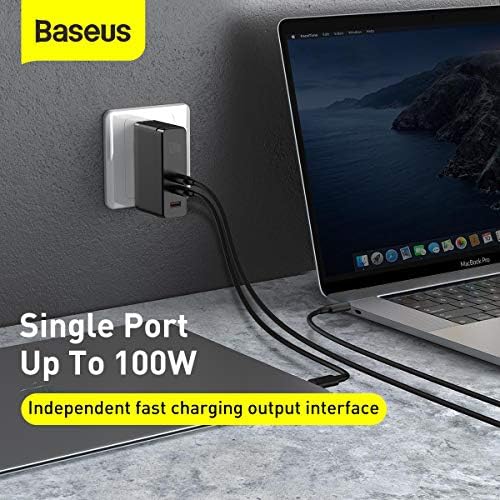 מטען USB C, Baseus 120W GAN II מטען מהיר, מטען מהיר 5.0 מטען קומפקטי עם כבל USB C של 100W C, עבור MacBook Pro/Air,