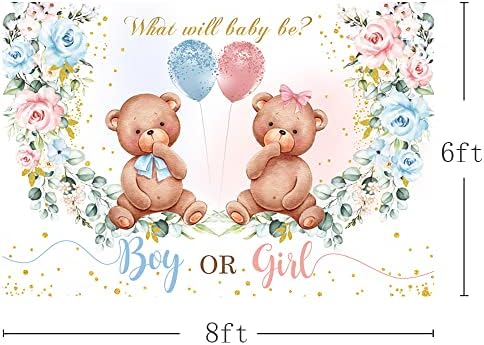 מהופונד 8 * 6 רגל דוב מין לחשוף תינוק מקלחת מסיבת רקע ילד או ילדה סומק ורוד כחול פרחוני צילום רקע מסיבת דקור
