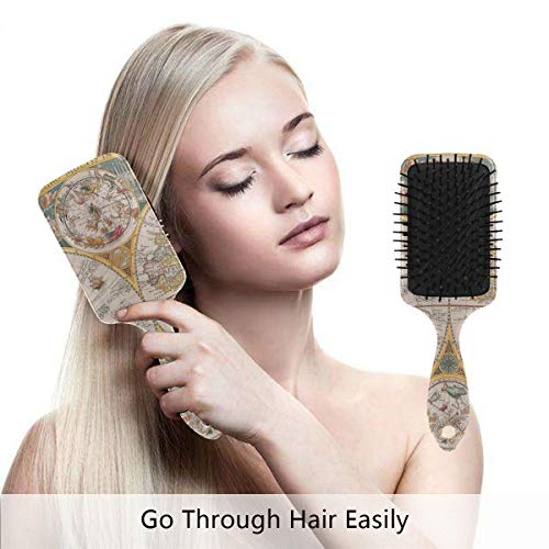 מברשת שיער של כרית אוויר של VIPSK, מפת עולם רטרו צבעונית פלסטיק, עיסוי טוב מתאים ומברשת שיער מתנתקת אנטי סטטית לשיער יבש ורטוב,