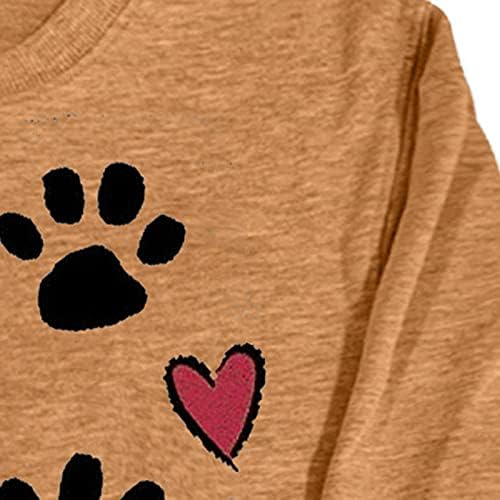 אהבה כלב לב הדפסת סווטשירטים נשים סוודר שרוול ארוך צמרות סוודר חולצה מזדמן