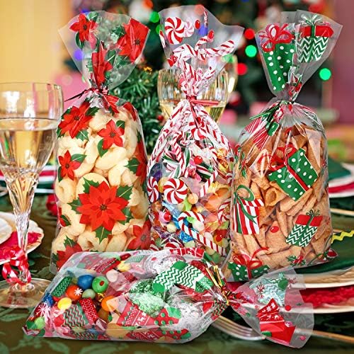 200 חתיכות חג המולד צלופן שקיות חג המולד צ ' לו לטפל שקיות סוכריות שקיות עוגיות גודי שקיות עם 300 חתיכות