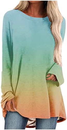 חולצת T סתיו סתיו 2023 בגדים טרנדי שרוול ארוך כותנה צוואר צוואר גרפי מזדמן עבור נשים של
