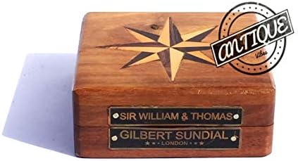 AV Sundial Clock/Compass Wood Cox - עיצוב עתיק - מתנה להורים/חברים/משפחה