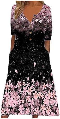 שמלות אביב לנשים כפתור רופף קיץ 2022 שמלה צוואר צווארון שמלות הדפס שרוול קצר שמלות מזדמן