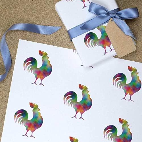 5 על 1 אריזת מתנה 'תרנגול צבעוני' / גליונות נייר עטיפה