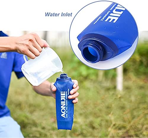 Techong בקבוקי מים רכים מתקפלים - BPA בקבוק TPU מתקפל בחינם, 500 מל חבילת הידרציה ספורטיבית חיצונית עם קש לטיפוס על