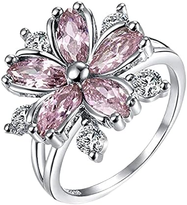 טבעות בנות זירקון זירקון טבעת פרחים תכשיטים ליום הולדת אביזרי יום הולדת הצעה למתנה טבעת מסיבת אירוסין כלה