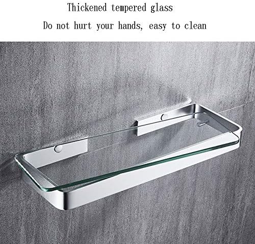 מדפים צפים של GLJ מדף זכוכית אמבטיה LJJL, מסגרת קדמית של זכוכית שכבתה עם שכבון יחיד עם רכוב על קיר.