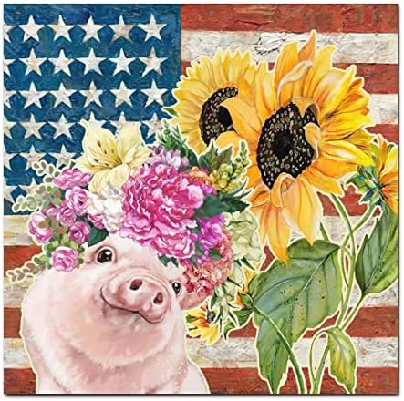 חיות חווה יום עצמאות שלטי עץ וינטג 'בית חווה לוח עץ זר זר חמניות דגל אמריקאי דגל תליה