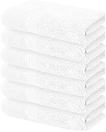 מגבת רחצה של כותנה של Softex, לבן 22x44 בחבילה של 6 מגבות, יבש מהיר, סופג מאוד, חדר כושר, ספא, חדר אמבטיה, מקלחת, בריכה, שימוש