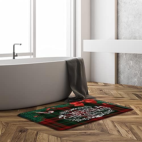 מחצלת אמבטיה לחג המולד שמח מפצח האגוזים אדום כדור חג המולד קרדינל אורן סניף ברי חג חורף מושלג סצנת טבע עיצוב