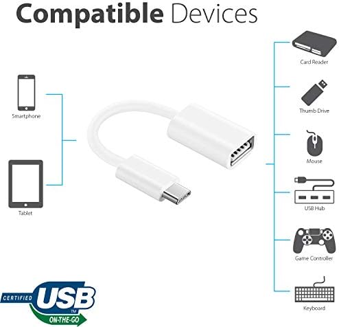 עובד מתאם OTG USB-C 3.0 עבור Samsung Galaxy Tab A8 10.5 לפונקציות מהירות, מאומתות, מרובות שימוש, כמו מקלדת,