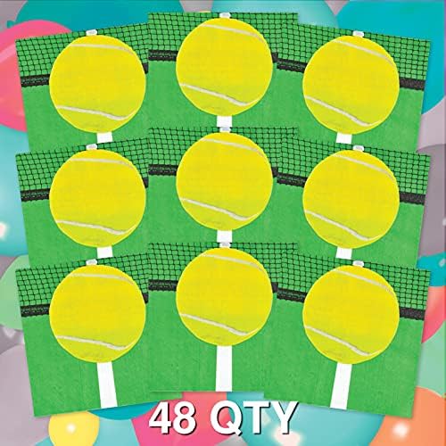 מפיות משקאות טניס של Havercamp! 48 מפיות קוקטייל טניס בפעולה של כדור טניס רזולוציית גבוהה. מידות 5 x 5 מקופלים. חלק מאוסף