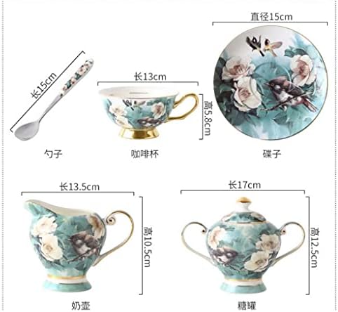 עצם מיאחי סין קפה קפה כוס וכוס צלוחית סט פסטורלי פרח ותה תה ציפורים אחר הצהריים SET SET SET HOMERINGING HOMERING