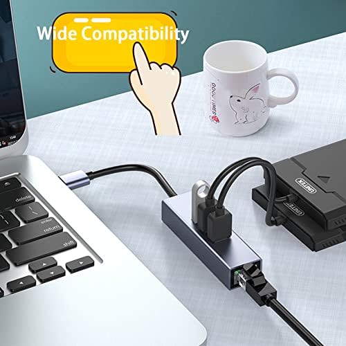 USB 3.0 ל- Gigabit Ethernet מתאם, רכזת USB 3.0 של Garogyi 3 -Port 3.0 עם RJ45 10/100/1000 מגהביט לשנייה מתאם רשת