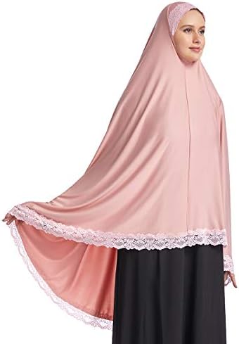 מתיחה גבוהה מוסלמית חיג'אב טהור צבע חצי גוף חצי גוף חיג'אב עם תחרה לתפילה