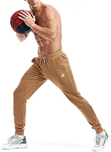 מכנסי טרנינג מחודדים עם מכנסי טרנינג מחודדים כותנה המותאמת לריצה ספורטיבית עם כיסים עם כיסים