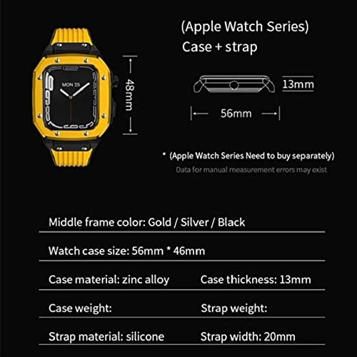 Houcy for Apple Watch Series 8 גבר סגסוגת שעון מארז 44 ממ 42 ממ 45 ממ גומי מתכת יוקרתי גומי נירוסטה אביזרי שעון לסדרה Iwatch