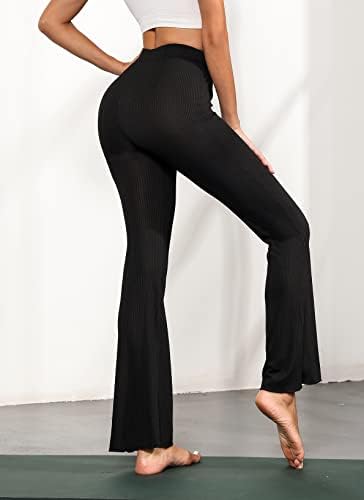 VSSSJavun מכנסי התלקחות של נשים מכנסי יוגה רגל רחבה מכנסיים זורמים למכנסי טרנינג למכנסי טרקלין