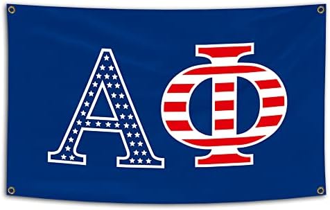 משמש לדגל Alpha Phi 3 × 5ft America עם ארבע גרמניות פליז רקע כחול רקע כפול קישוט קישוט