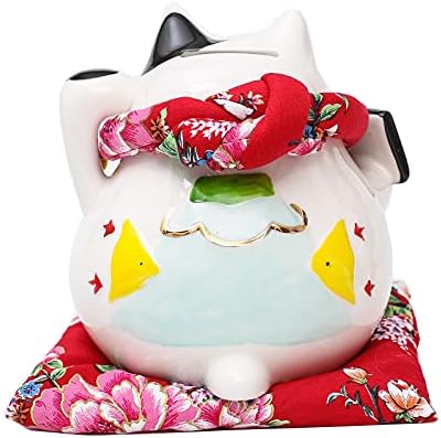 ZIV קרמיקה קרמיקה מנקי Neko Cat Cat Cat מטבע סגנון פרח ראש סגנון, חרסינה מעוטרת בצורה מקושטת