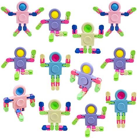 12 חבילות פישוד צעצועי ספינר חושי ， רובוט רובוט הניתן להפיכה צעצוע אצבעות האצבעות ， Pinata Goodie Gooty Guters