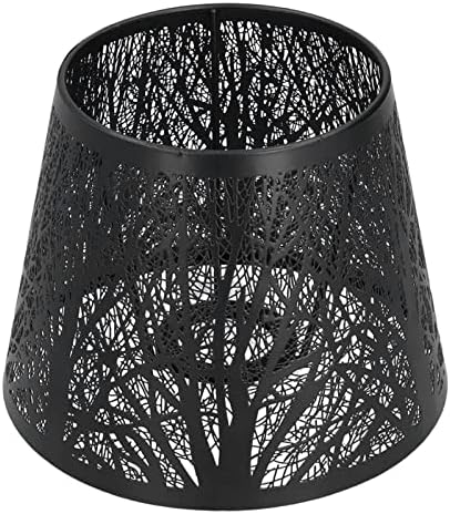 Baoblaze מודרני מנורה מינימליסטית מודרנית דפוס עץ עץ מלפסת מלווה מנורה כלוב מתכת כלוב למנורת שולחן ליד מיטת