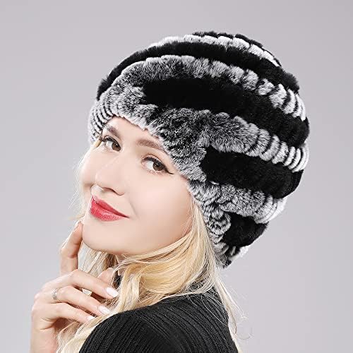חורף נשים טבעי כובע שלג כובע חורף כובעי נשים חם ילדה אמיתי לסרוג כיפות בימס כובע