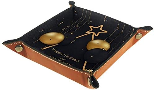Lyetny חג המולד כדורים שחורים מוזהבים מארגן מגש אחסון קופסת מיטה מיטה קאדי שולחן עבודה מגש החלפת ארנק מפתח קופסת